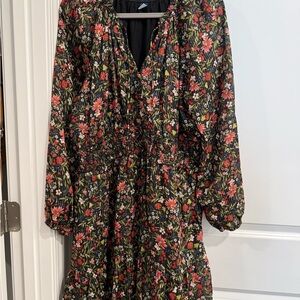 Old Navy Black Floral Long Sleeve Dress